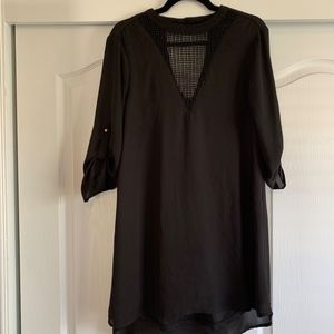 Black Mini Dress with Mesh Detail